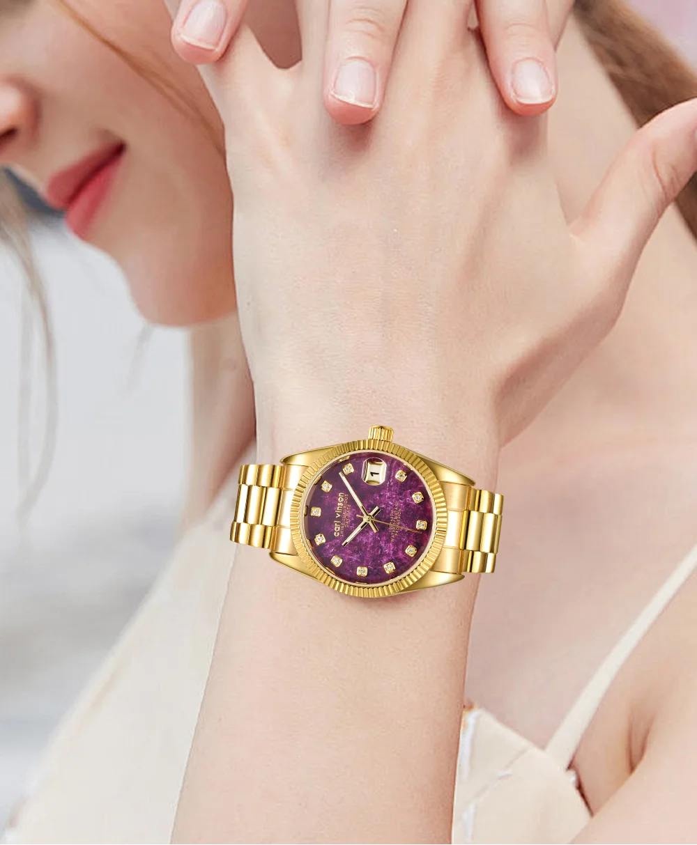 Женские кварцевые часы Carl Vinson с цирконами.