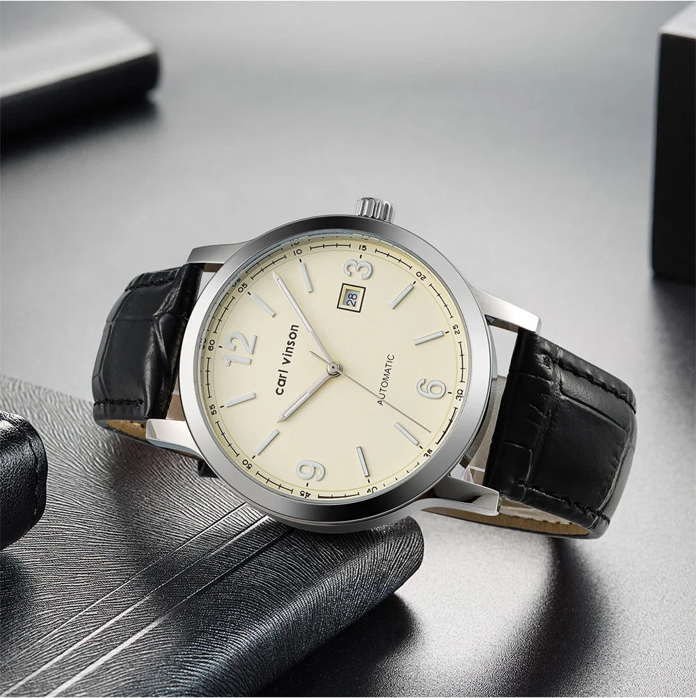 Мужские автоматические часы в простом стиле Carl Vinson