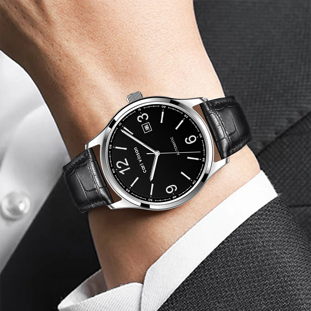 Мужские автоматические часы в простом стиле Carl Vinson