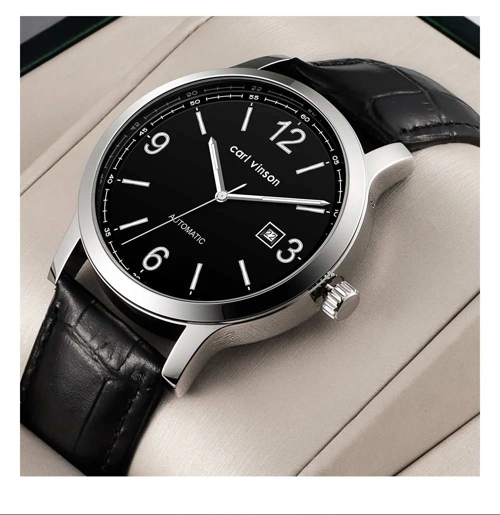 Мужские автоматические часы в простом стиле Carl Vinson