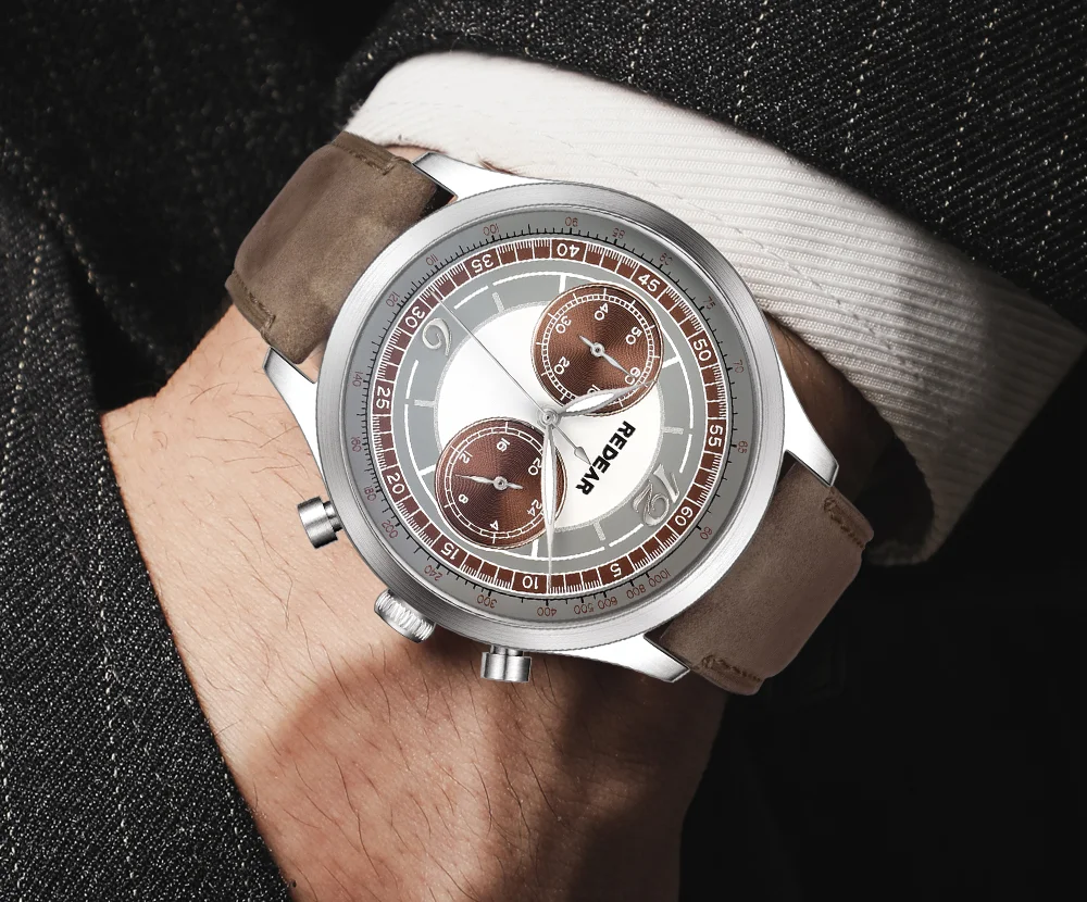 Мужские кварцевые часы REDEAR с календарем и хронографом