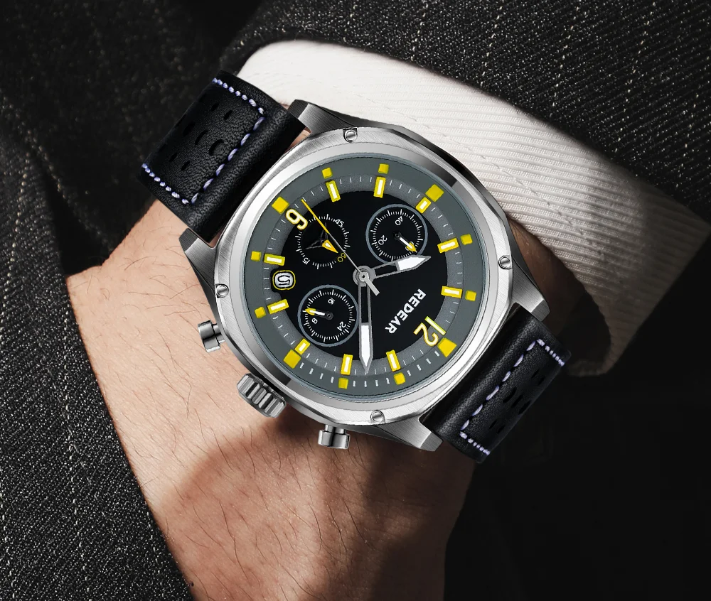 Мужские кварцевые хронографы REDEAR из нержавеющей стали