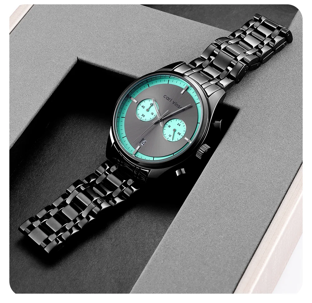 Мужские спортивные кварцевые хронографы Carl Vinson с календарем