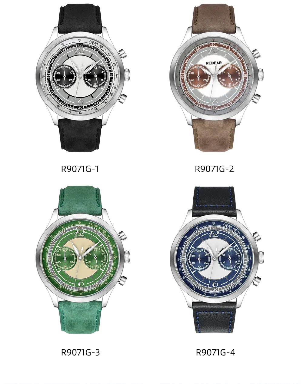 Мужские кварцевые часы REDEAR с календарем и хронографом