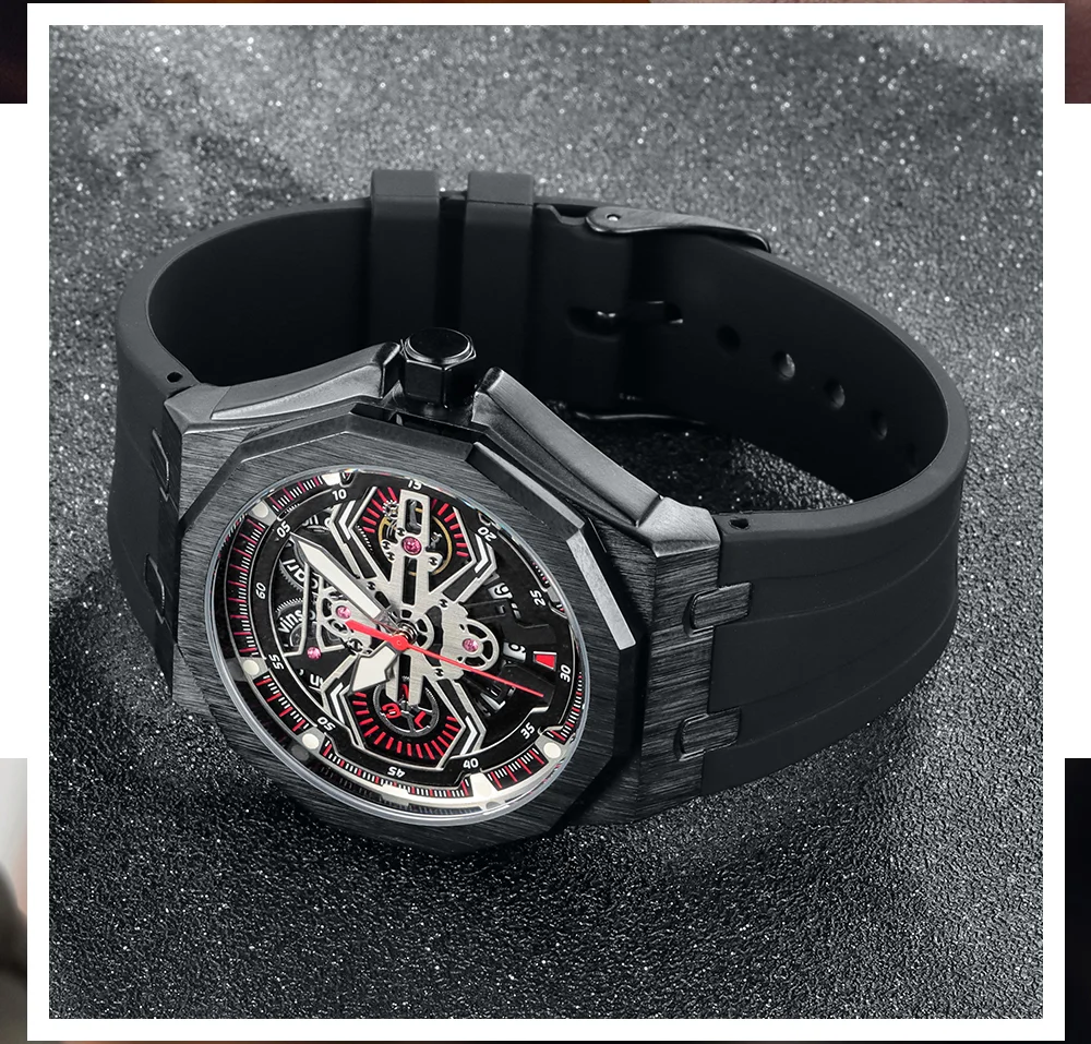 Мужские многослой скелетные кварцевые часы Carl Vinson