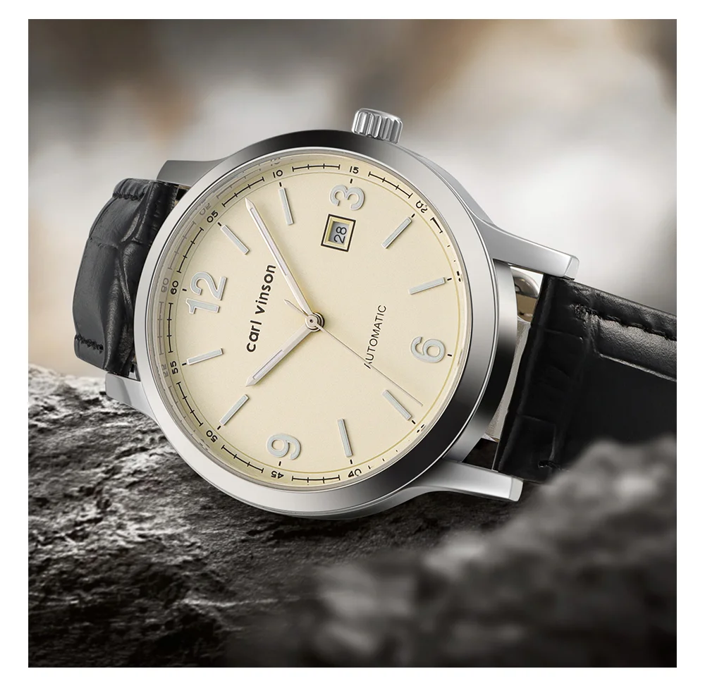 Мужские автоматические часы в простом стиле Carl Vinson