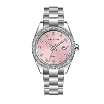Женские роскошные кварцевые часы с календарем Carl Vinson